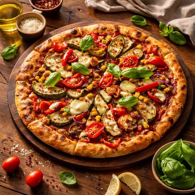 Grilled veggie pizza