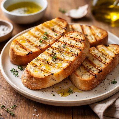 Grilled white bread with olive oil