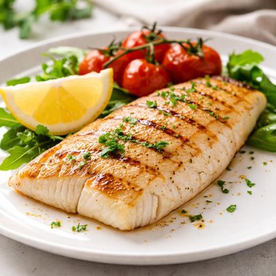 Grilled white fish fillet