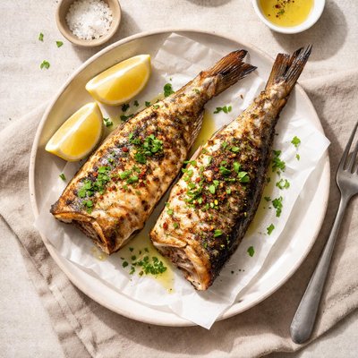 Grilled whiting fish tail