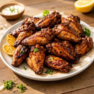 Grilled whole chicken wings