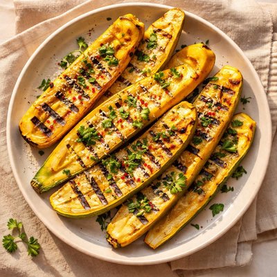 Grilled yellow zucchini