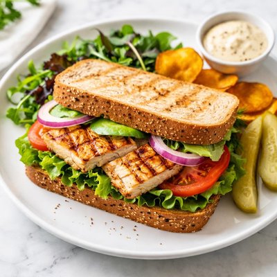 Grillee chicken with wheat sandwich