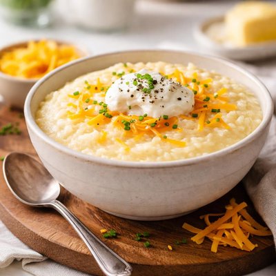Grits with cheese and cream cheese