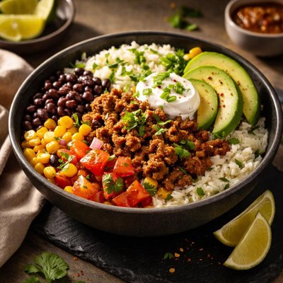 Ground beef burrito bowl