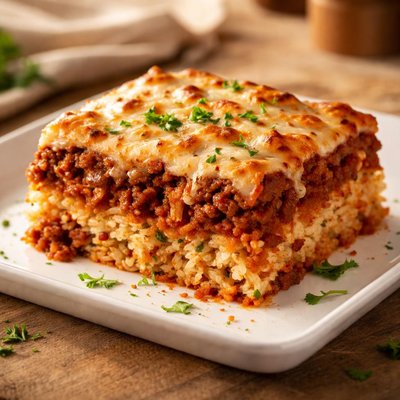Ground beef rice lasagna