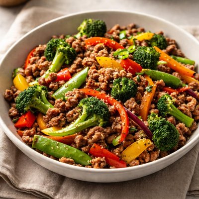 Ground beef stir-fry with vegetables
