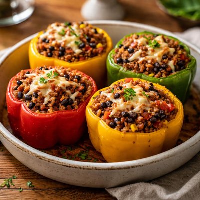 Ground beef stuffed bell pepper
