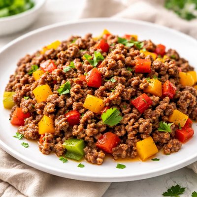 Ground beef with bell peppers