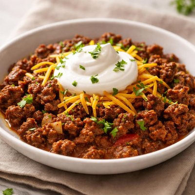 Ground beef with cheese and sour cream