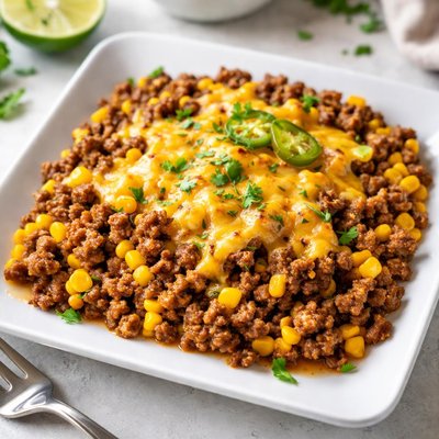 Ground beef with corn and cheese