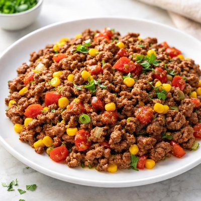 Ground beef with corn and tomatoes