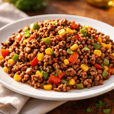 Ground beef with corn and vegetables