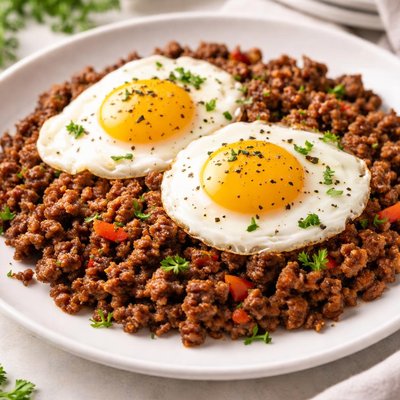 Ground beef with eggs