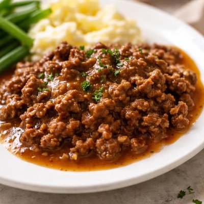 Ground beef with gravy