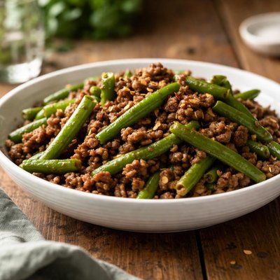 Ground beef with green beans