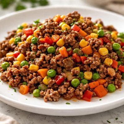 Ground beef with mixed vegetables