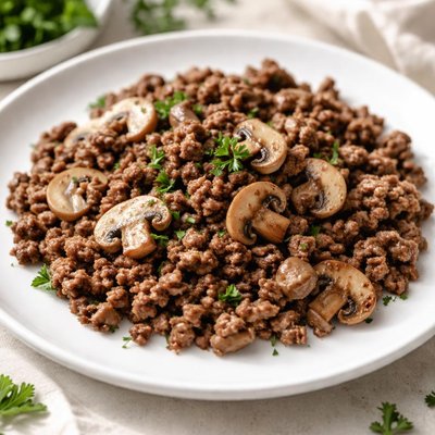 Ground beef with mushrooms