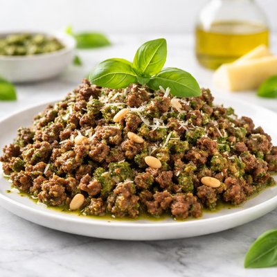 Ground beef with pesto