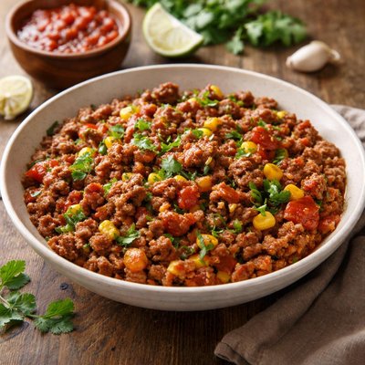 Ground beef with salsa