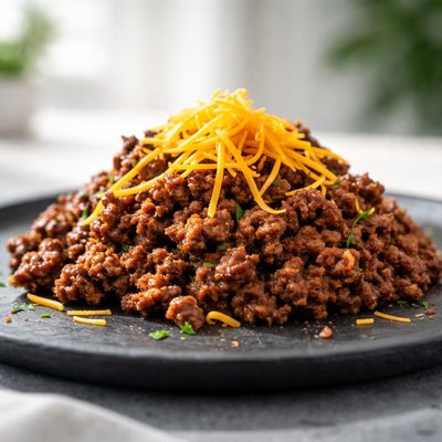 Ground beef with shredded cheese