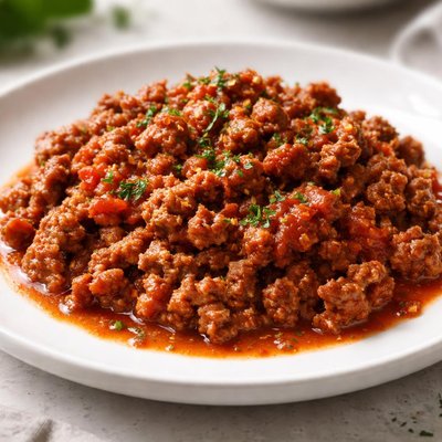 Ground beef with tomato sauce