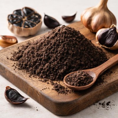 Ground black fermented garlic
