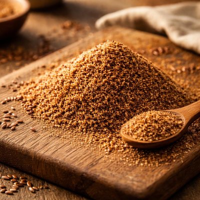 Ground brown flaxseeds