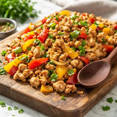 Ground chicken and peppers