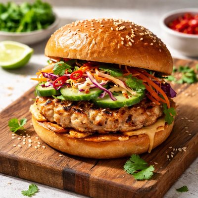 Ground chicken thai burger