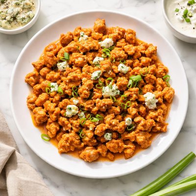 Ground chicken with buffalo sauce
