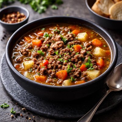 Ground meat soup