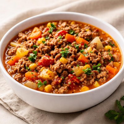 Ground meat stew with vegetables