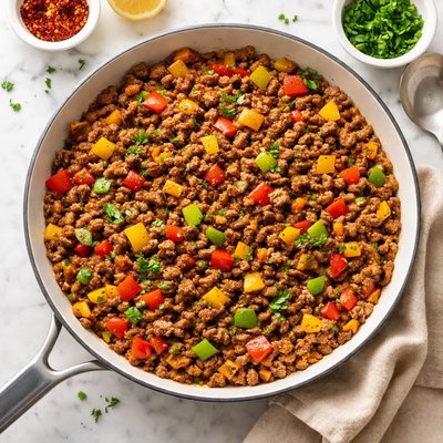 Ground meat with bell peppers