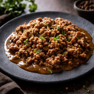 Ground meat with gravy