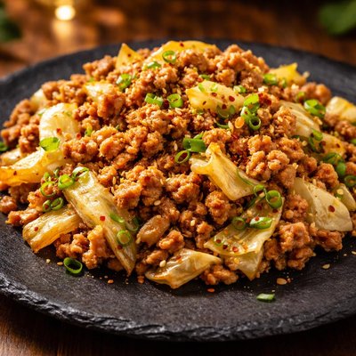 Ground pork with cabbage