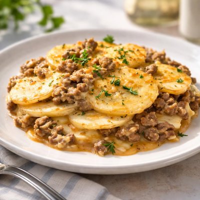 Ground sausage and scalloped potato casserole