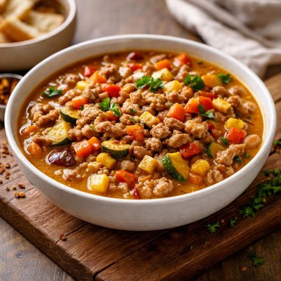 Ground turkey beans and vegetable stew