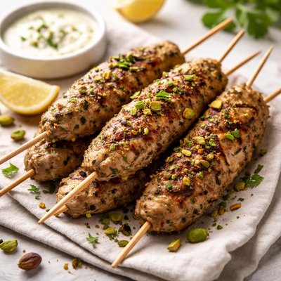 Ground turkey kebabs with pistachios