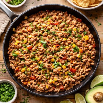 Ground turkey refried beans mix