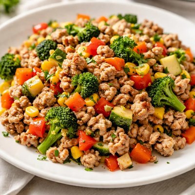 Ground turkey with mixed vegetables