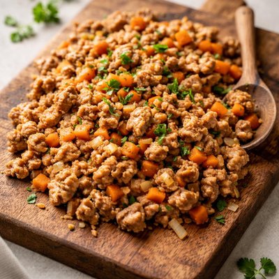 Ground turkey with onions and carrots