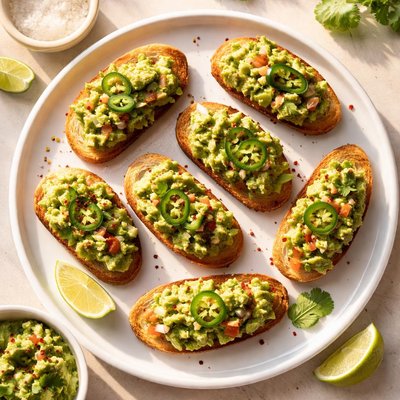 Guacamole crostini