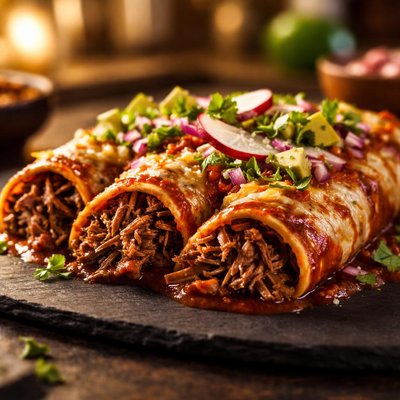 Guajillo beef enchilada