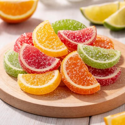 Gummy fruit slices