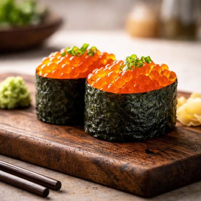 Gunkan sushi with fish roe