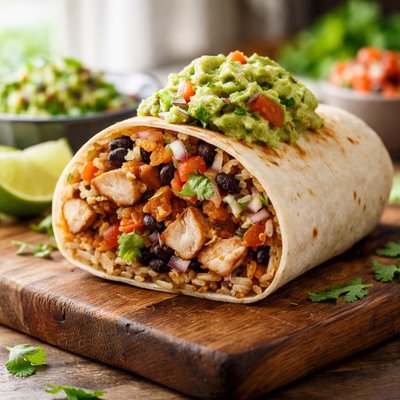 Guzman y gomez chicken burrito with guacamole