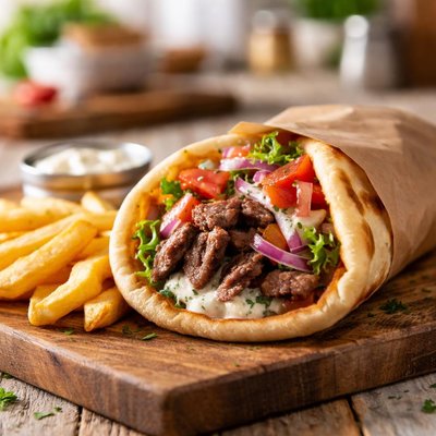 Gyro wrap with fries