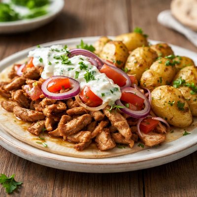 Gyros mit knoblauchkartoffeln