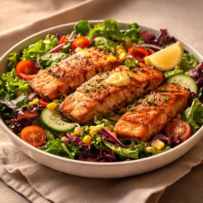 Gyu kaku miso butter salmon salad